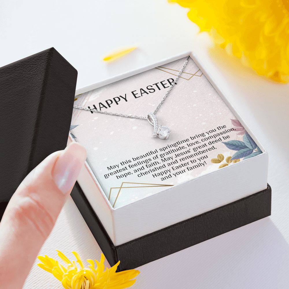 HAPPY EASTER, ALLURING BEAUTY NECKLACE WITH MESSAGE CARD, EASTER GIFT FOR FRIENDS AND FAMILY MEMBERS