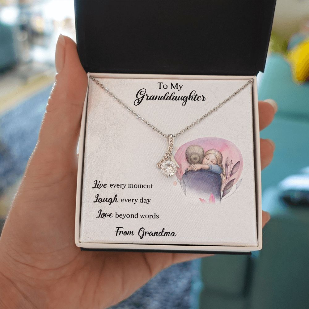 LIVE LAUGH LOVE, ALLURING BEAUTY NECKLACE WITH MESSAGE CARD FOR GRANDDAUGHTER, BIRTHDAY GIFT FOR HER, FROM GRANDMA