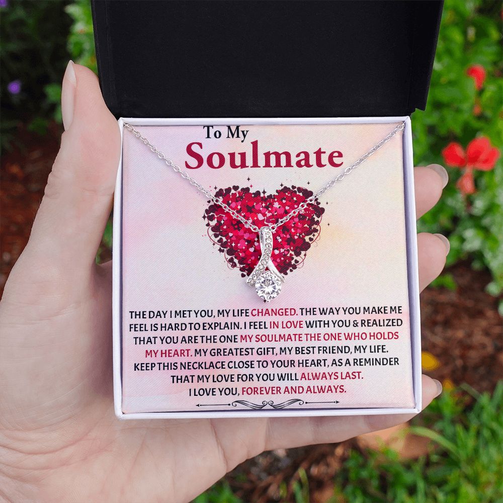 Alluring Beauty Necklace, To My Soulmate Necklace With Message Card, Birthday Gift For Her