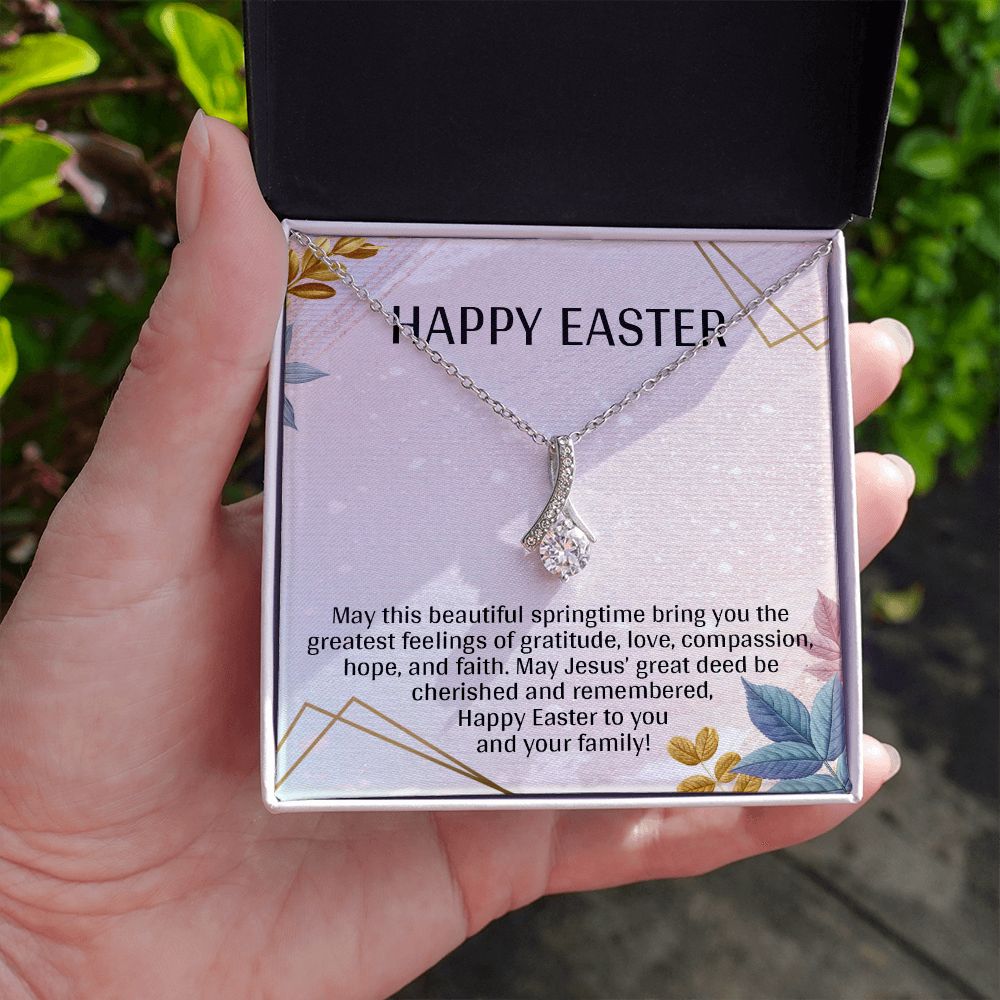 HAPPY EASTER, ALLURING BEAUTY NECKLACE WITH MESSAGE CARD, EASTER GIFT FOR FRIENDS AND FAMILY MEMBERS