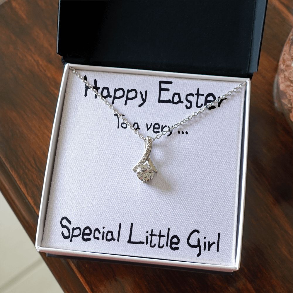 HAPPY EASTER TO A VERY SPECIAL LITTLE GIRL, ALLURING BEAUTY NECKLACE WITH MESSAGE CARD, EASTER GIFT FOR DAUGHTER, GRANDKIDS, TODDLERS,SISTER