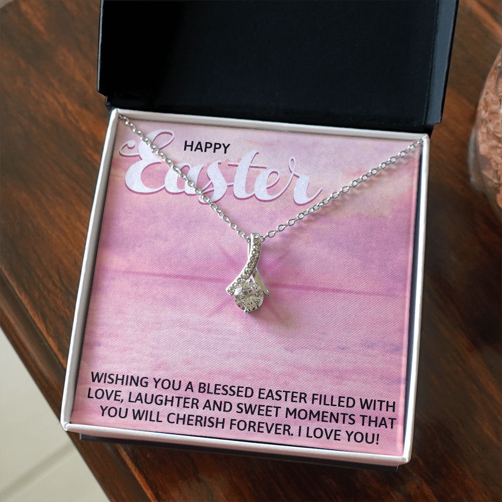 HAPPY EASTER, ALLURING BEAUTY NECKLACE WITH MESSAGE CARD, EASTER GIFT FOR DAUGHTER, GRANDKIDS, TODDLERS,SISTER, FAMILY AND FRIENDS