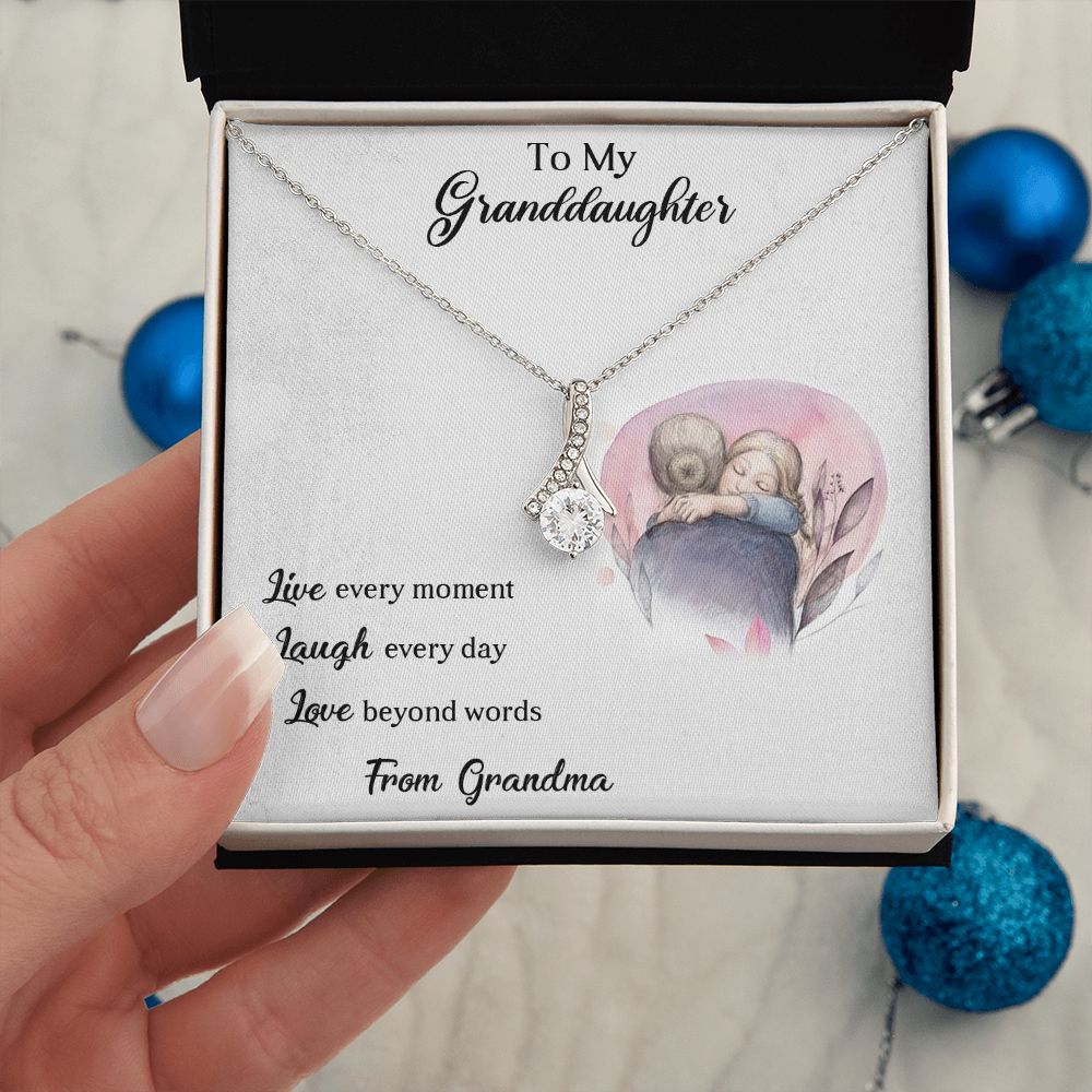 LIVE LAUGH LOVE, ALLURING BEAUTY NECKLACE WITH MESSAGE CARD FOR GRANDDAUGHTER, BIRTHDAY GIFT FOR HER, FROM GRANDMA