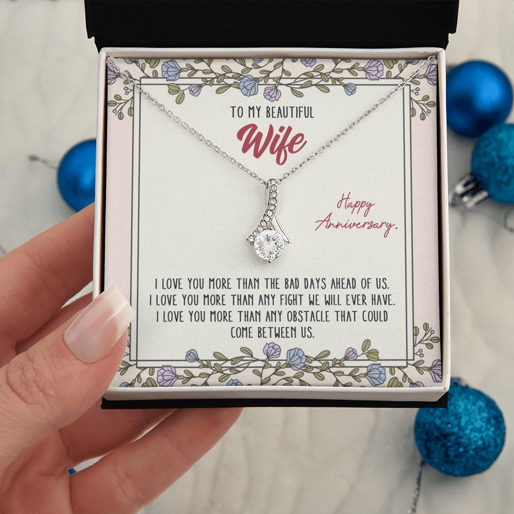 To My Anniversary Wife, Alluring Beauty Necklace, For Bride To Be, Necklace With Message Card, Gift For Her