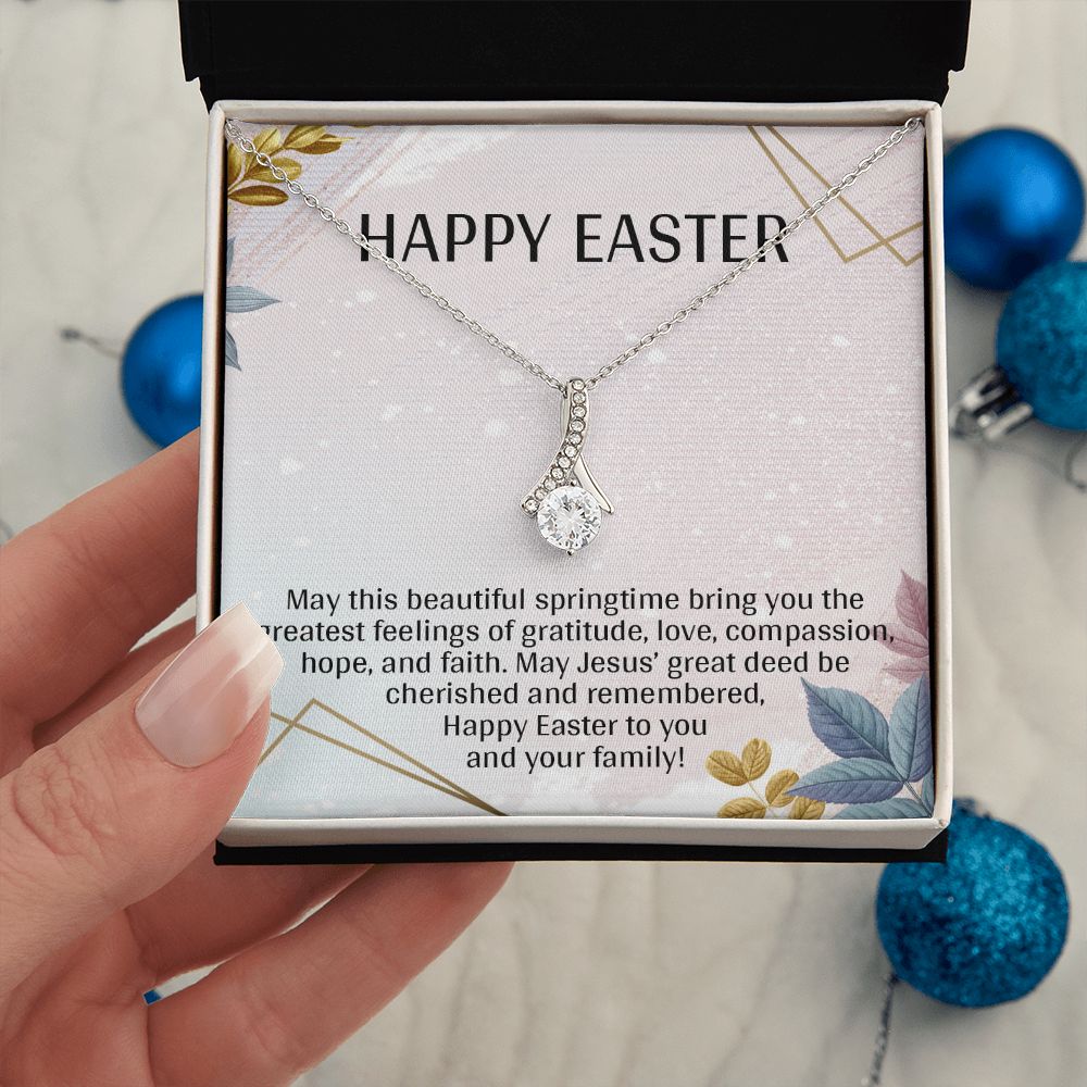 HAPPY EASTER, ALLURING BEAUTY NECKLACE WITH MESSAGE CARD, EASTER GIFT FOR FRIENDS AND FAMILY MEMBERS