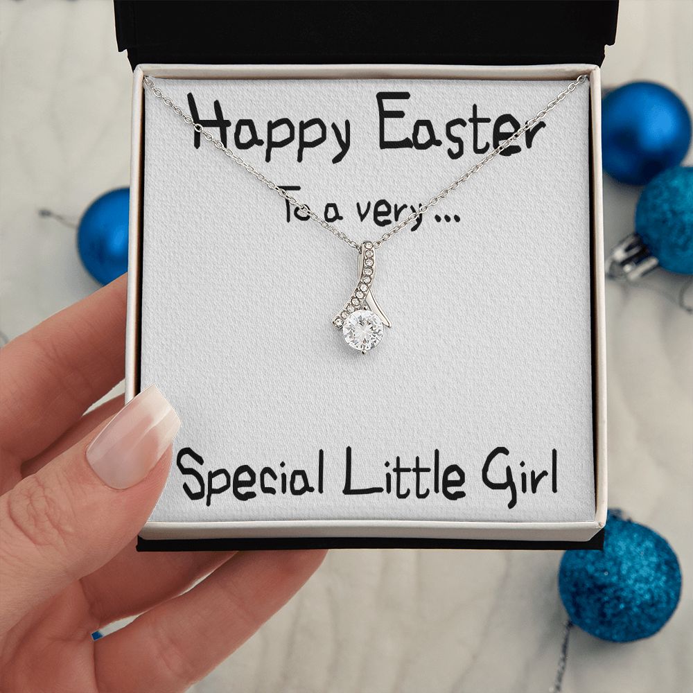 HAPPY EASTER TO A VERY SPECIAL LITTLE GIRL, ALLURING BEAUTY NECKLACE WITH MESSAGE CARD, EASTER GIFT FOR DAUGHTER, GRANDKIDS, TODDLERS,SISTER