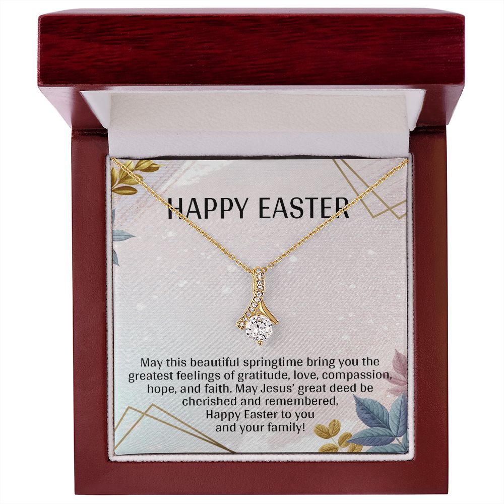 HAPPY EASTER, ALLURING BEAUTY NECKLACE WITH MESSAGE CARD, EASTER GIFT FOR FRIENDS AND FAMILY MEMBERS