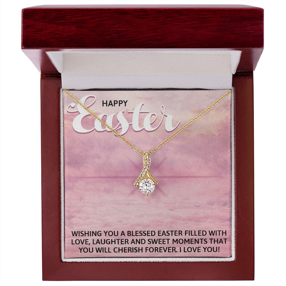 HAPPY EASTER, ALLURING BEAUTY NECKLACE WITH MESSAGE CARD, EASTER GIFT FOR DAUGHTER, GRANDKIDS, TODDLERS,SISTER, FAMILY AND FRIENDS