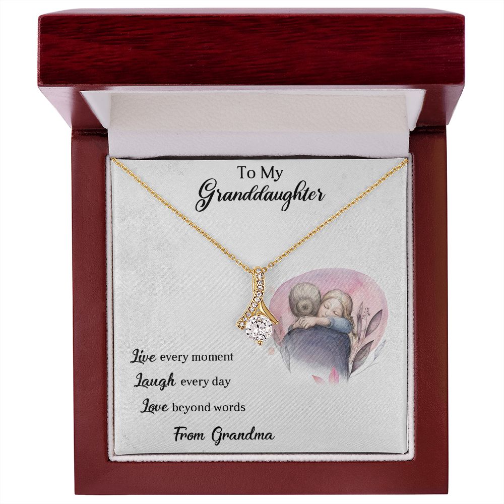 LIVE LAUGH LOVE, ALLURING BEAUTY NECKLACE WITH MESSAGE CARD FOR GRANDDAUGHTER, BIRTHDAY GIFT FOR HER, FROM GRANDMA