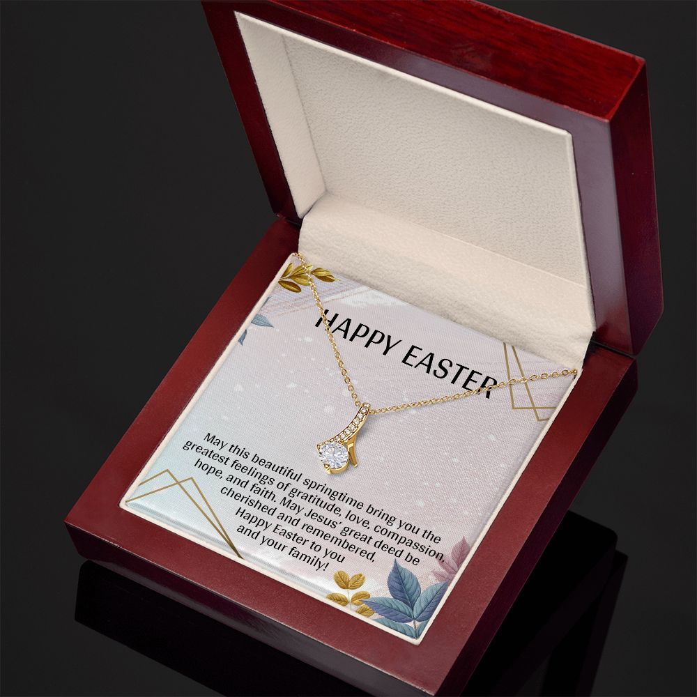 HAPPY EASTER, ALLURING BEAUTY NECKLACE WITH MESSAGE CARD, EASTER GIFT FOR FRIENDS AND FAMILY MEMBERS
