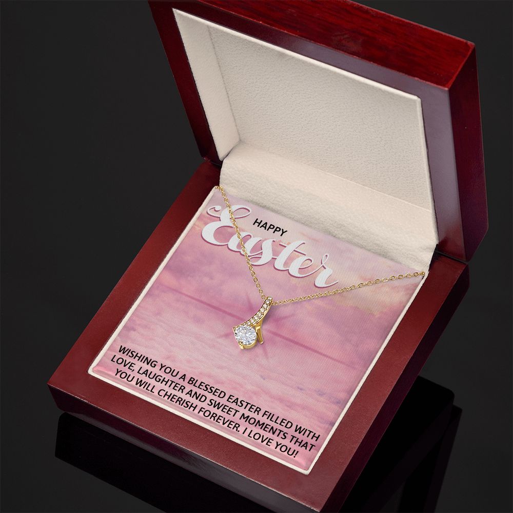 HAPPY EASTER, ALLURING BEAUTY NECKLACE WITH MESSAGE CARD, EASTER GIFT FOR DAUGHTER, GRANDKIDS, TODDLERS,SISTER, FAMILY AND FRIENDS