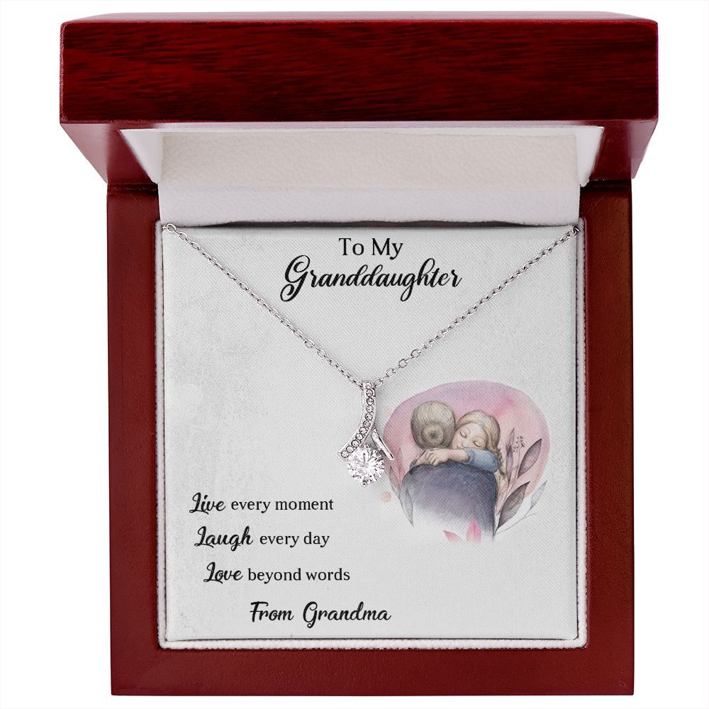 LIVE LAUGH LOVE, ALLURING BEAUTY NECKLACE WITH MESSAGE CARD FOR GRANDDAUGHTER, BIRTHDAY GIFT FOR HER, FROM GRANDMA