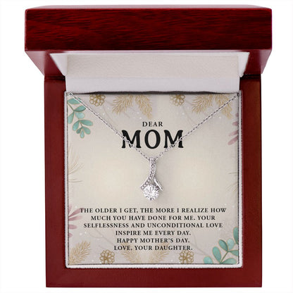 DEAR MOM, HAPPY MOTHERS DAY, ALLURING BEAUTY NECKLACE FOR MOM, NECKLACE WITH MESSAGE CARD, MOTHER'S DAY GIFT FOR HER, FROM DAUGHTER