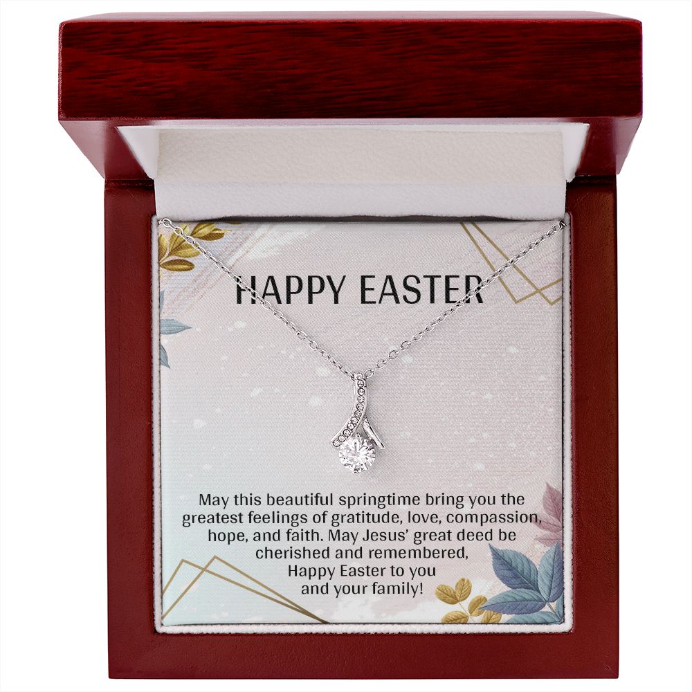 HAPPY EASTER, ALLURING BEAUTY NECKLACE WITH MESSAGE CARD, EASTER GIFT FOR FRIENDS AND FAMILY MEMBERS