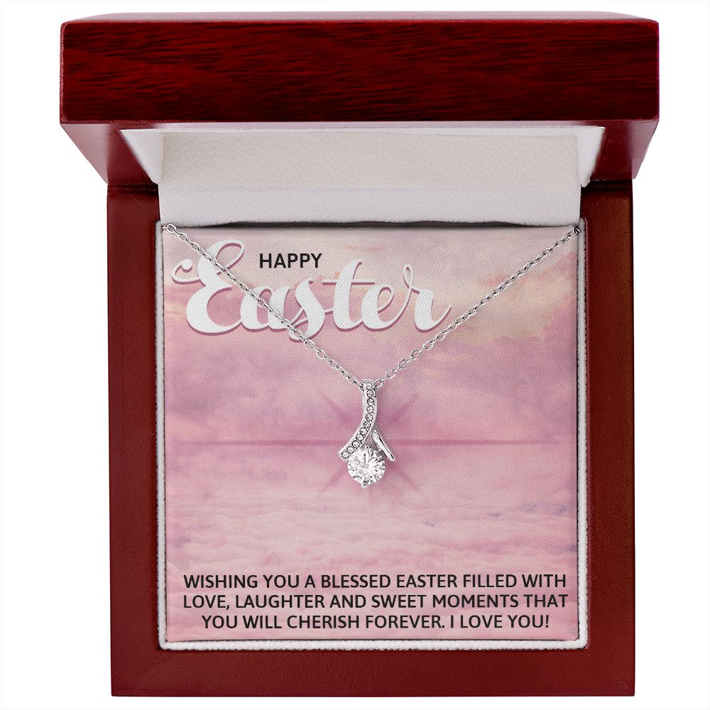HAPPY EASTER, ALLURING BEAUTY NECKLACE WITH MESSAGE CARD, EASTER GIFT FOR DAUGHTER, GRANDKIDS, TODDLERS,SISTER, FAMILY AND FRIENDS