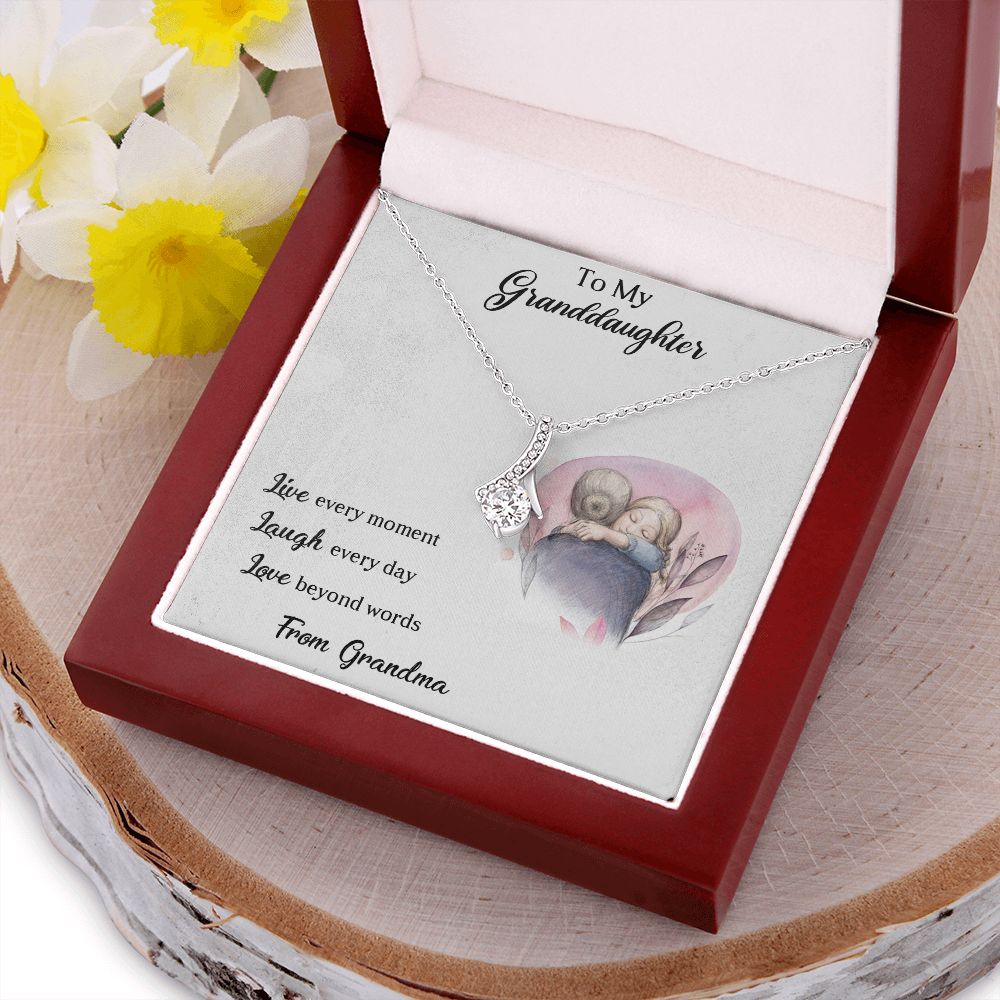 LIVE LAUGH LOVE, ALLURING BEAUTY NECKLACE WITH MESSAGE CARD FOR GRANDDAUGHTER, BIRTHDAY GIFT FOR HER, FROM GRANDMA