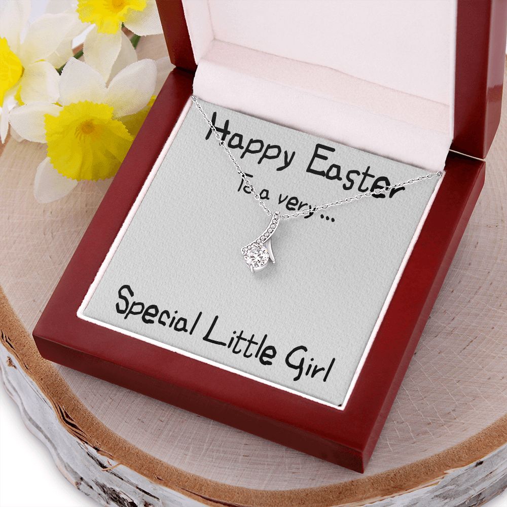 HAPPY EASTER TO A VERY SPECIAL LITTLE GIRL, ALLURING BEAUTY NECKLACE WITH MESSAGE CARD, EASTER GIFT FOR DAUGHTER, GRANDKIDS, TODDLERS,SISTER