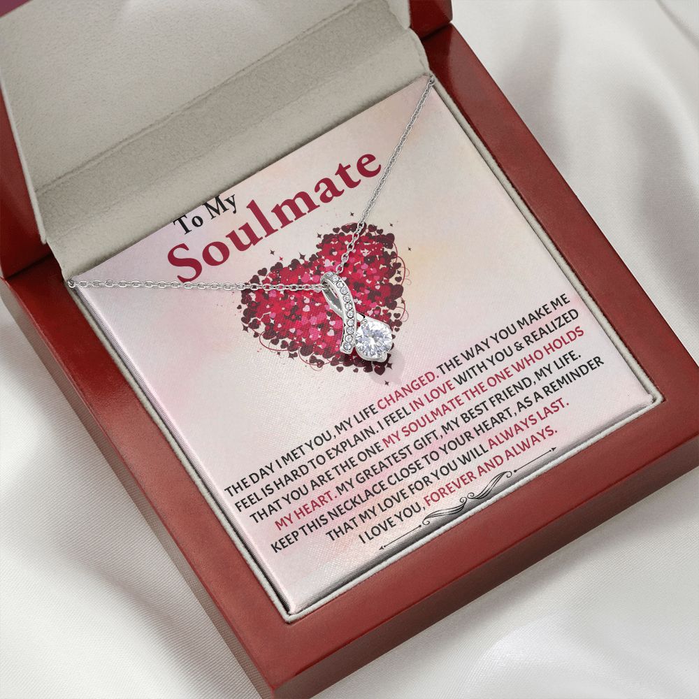Alluring Beauty Necklace, To My Soulmate Necklace With Message Card, Birthday Gift For Her