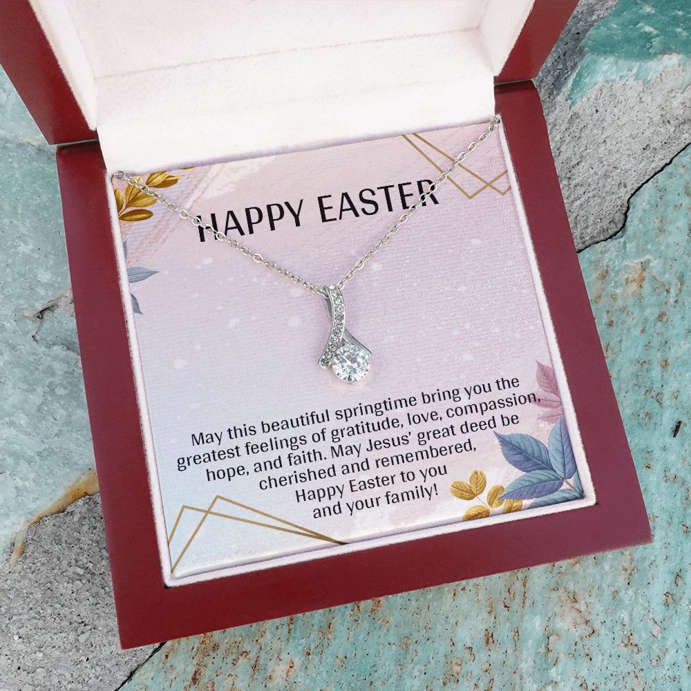 HAPPY EASTER, ALLURING BEAUTY NECKLACE WITH MESSAGE CARD, EASTER GIFT FOR FRIENDS AND FAMILY MEMBERS