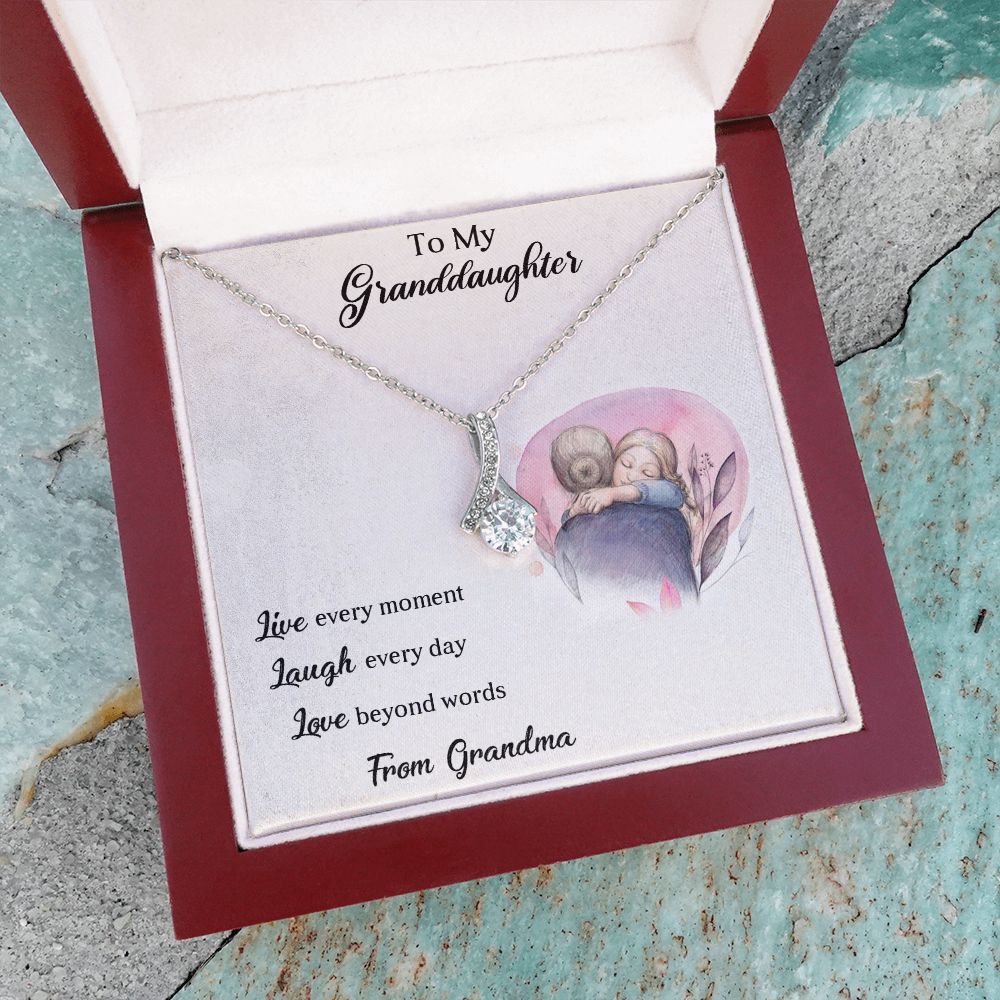 LIVE LAUGH LOVE, ALLURING BEAUTY NECKLACE WITH MESSAGE CARD FOR GRANDDAUGHTER, BIRTHDAY GIFT FOR HER, FROM GRANDMA