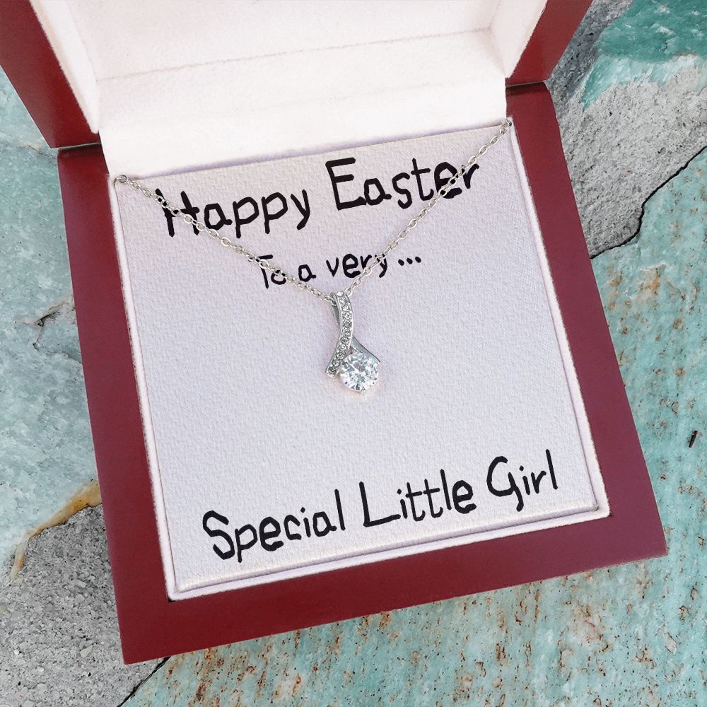 HAPPY EASTER TO A VERY SPECIAL LITTLE GIRL, ALLURING BEAUTY NECKLACE WITH MESSAGE CARD, EASTER GIFT FOR DAUGHTER, GRANDKIDS, TODDLERS,SISTER