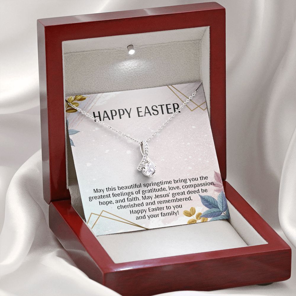 HAPPY EASTER, ALLURING BEAUTY NECKLACE WITH MESSAGE CARD, EASTER GIFT FOR FRIENDS AND FAMILY MEMBERS