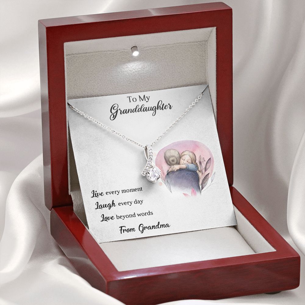 LIVE LAUGH LOVE, ALLURING BEAUTY NECKLACE WITH MESSAGE CARD FOR GRANDDAUGHTER, BIRTHDAY GIFT FOR HER, FROM GRANDMA