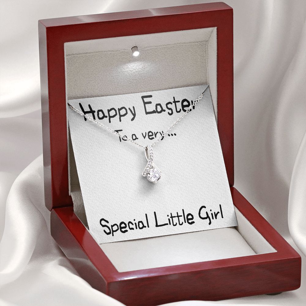 HAPPY EASTER TO A VERY SPECIAL LITTLE GIRL, ALLURING BEAUTY NECKLACE WITH MESSAGE CARD, EASTER GIFT FOR DAUGHTER, GRANDKIDS, TODDLERS,SISTER