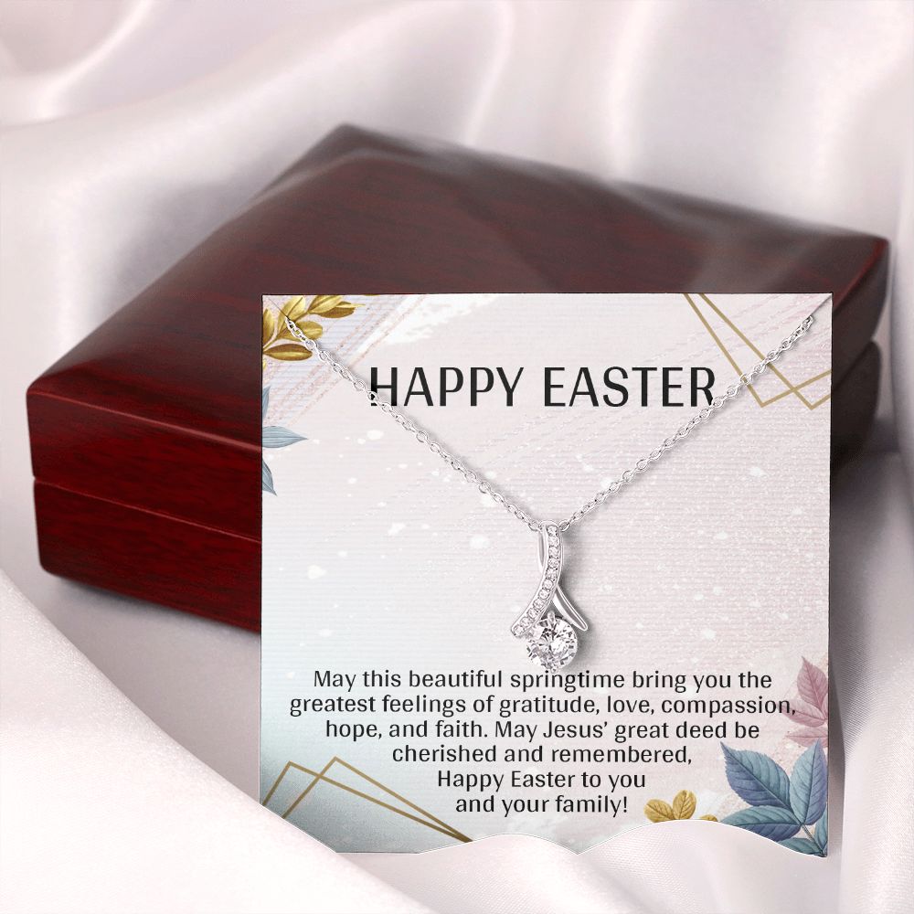 HAPPY EASTER, ALLURING BEAUTY NECKLACE WITH MESSAGE CARD, EASTER GIFT FOR FRIENDS AND FAMILY MEMBERS