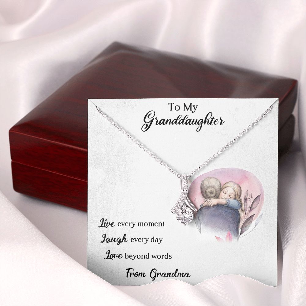 LIVE LAUGH LOVE, ALLURING BEAUTY NECKLACE WITH MESSAGE CARD FOR GRANDDAUGHTER, BIRTHDAY GIFT FOR HER, FROM GRANDMA