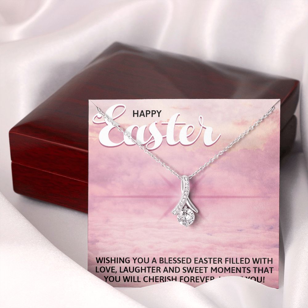 HAPPY EASTER, ALLURING BEAUTY NECKLACE WITH MESSAGE CARD, EASTER GIFT FOR DAUGHTER, GRANDKIDS, TODDLERS,SISTER, FAMILY AND FRIENDS