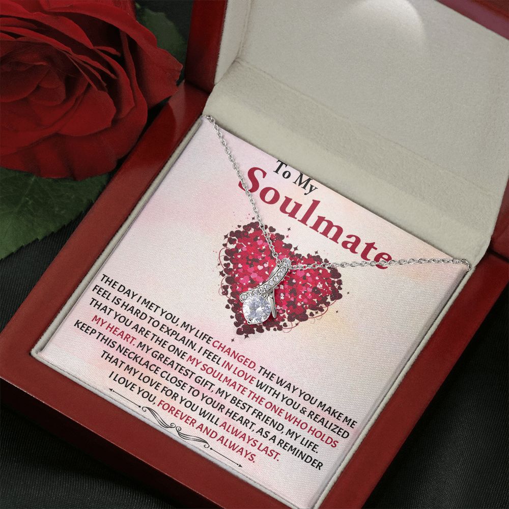 Alluring Beauty Necklace, To My Soulmate Necklace With Message Card, Birthday Gift For Her