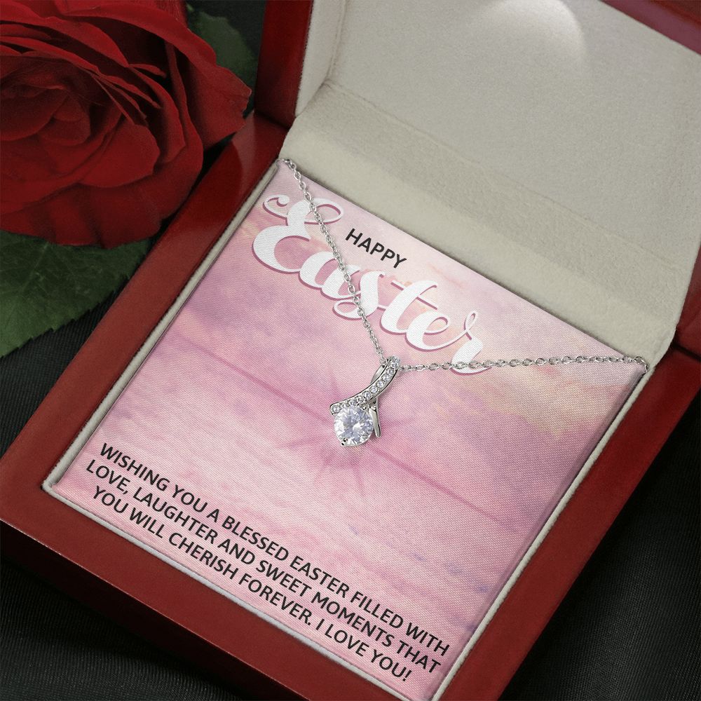 HAPPY EASTER, ALLURING BEAUTY NECKLACE WITH MESSAGE CARD, EASTER GIFT FOR DAUGHTER, GRANDKIDS, TODDLERS,SISTER, FAMILY AND FRIENDS