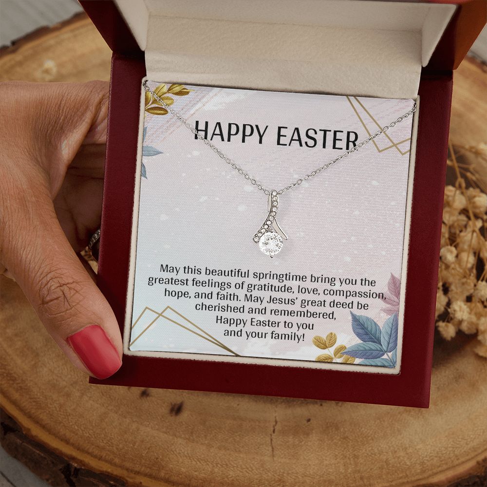 HAPPY EASTER, ALLURING BEAUTY NECKLACE WITH MESSAGE CARD, EASTER GIFT FOR FRIENDS AND FAMILY MEMBERS