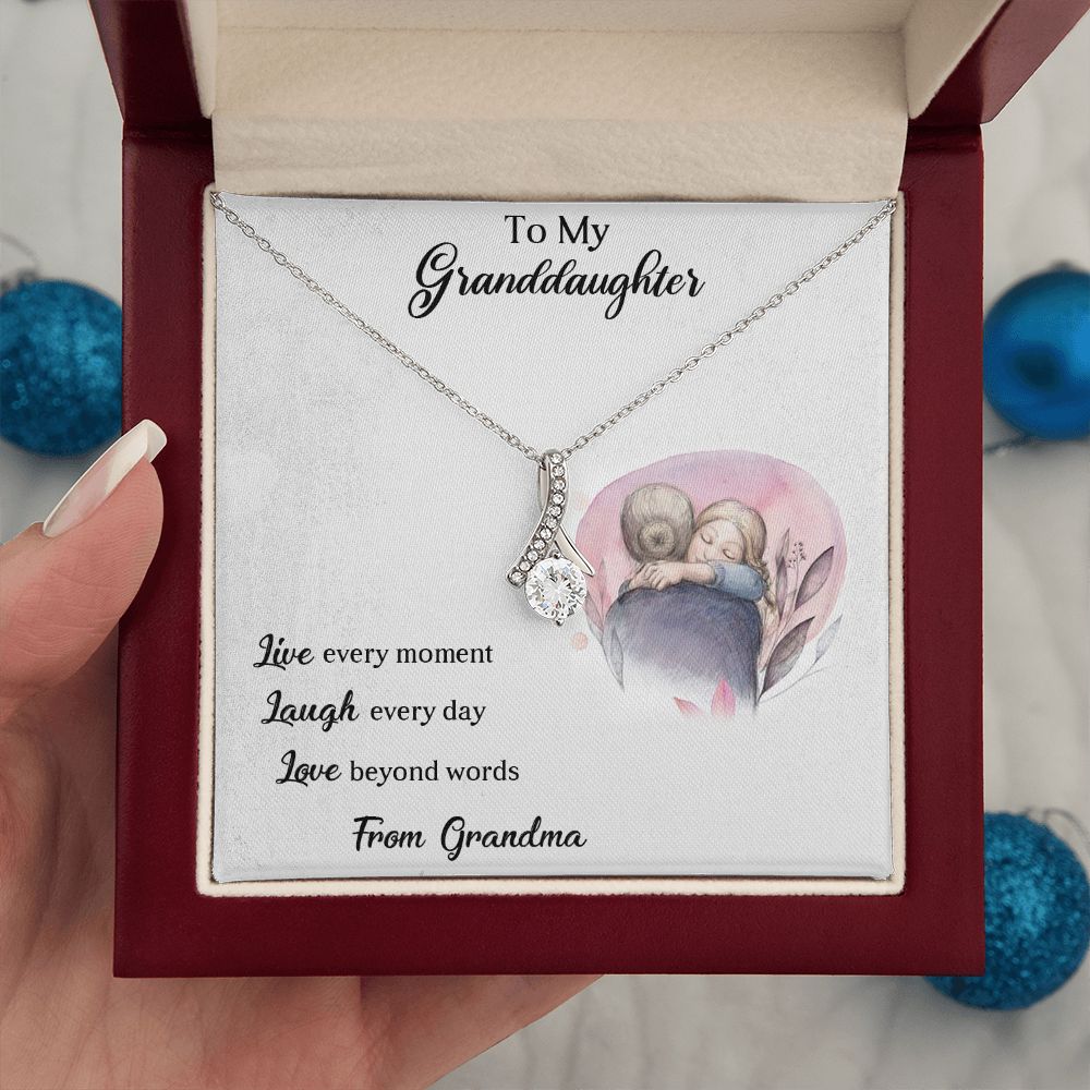 LIVE LAUGH LOVE, ALLURING BEAUTY NECKLACE WITH MESSAGE CARD FOR GRANDDAUGHTER, BIRTHDAY GIFT FOR HER, FROM GRANDMA