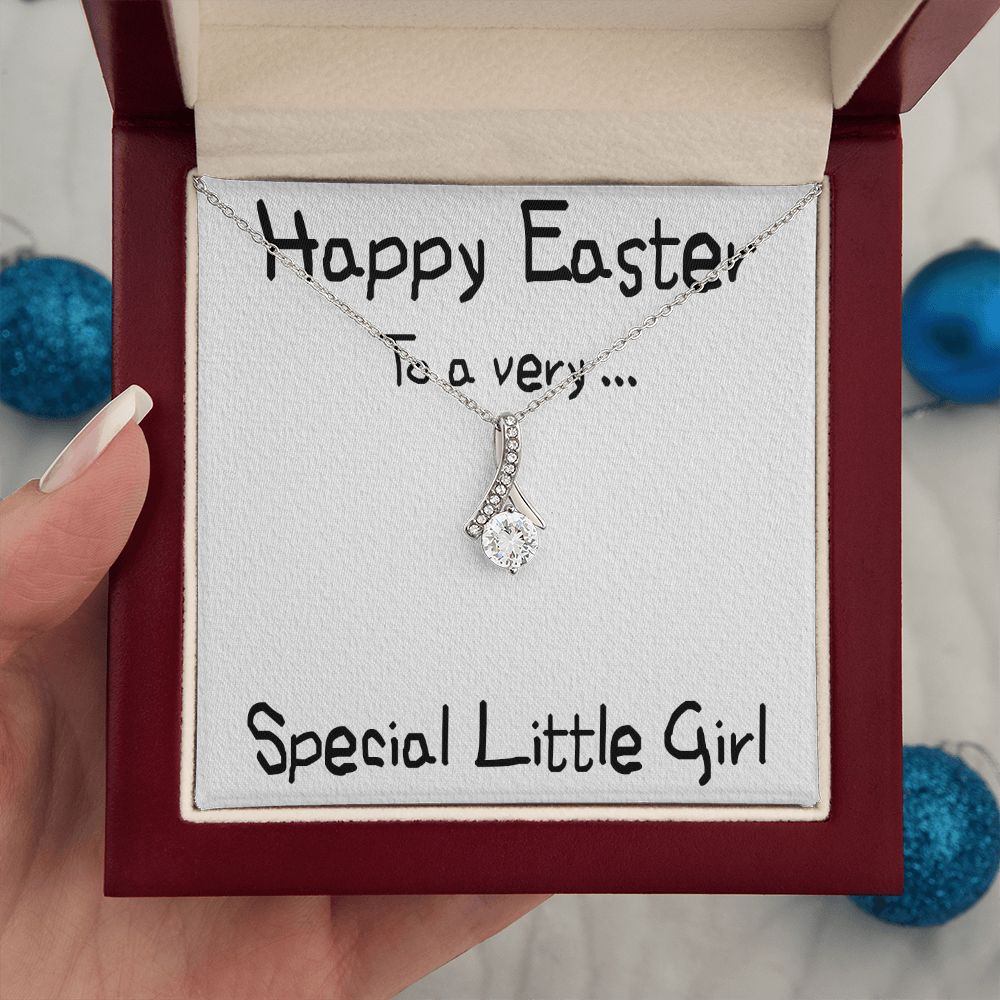 HAPPY EASTER TO A VERY SPECIAL LITTLE GIRL, ALLURING BEAUTY NECKLACE WITH MESSAGE CARD, EASTER GIFT FOR DAUGHTER, GRANDKIDS, TODDLERS,SISTER