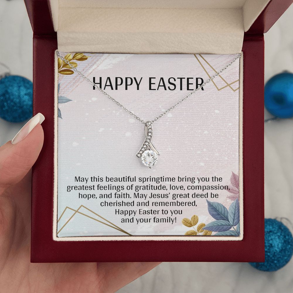 HAPPY EASTER, ALLURING BEAUTY NECKLACE WITH MESSAGE CARD, EASTER GIFT FOR FRIENDS AND FAMILY MEMBERS