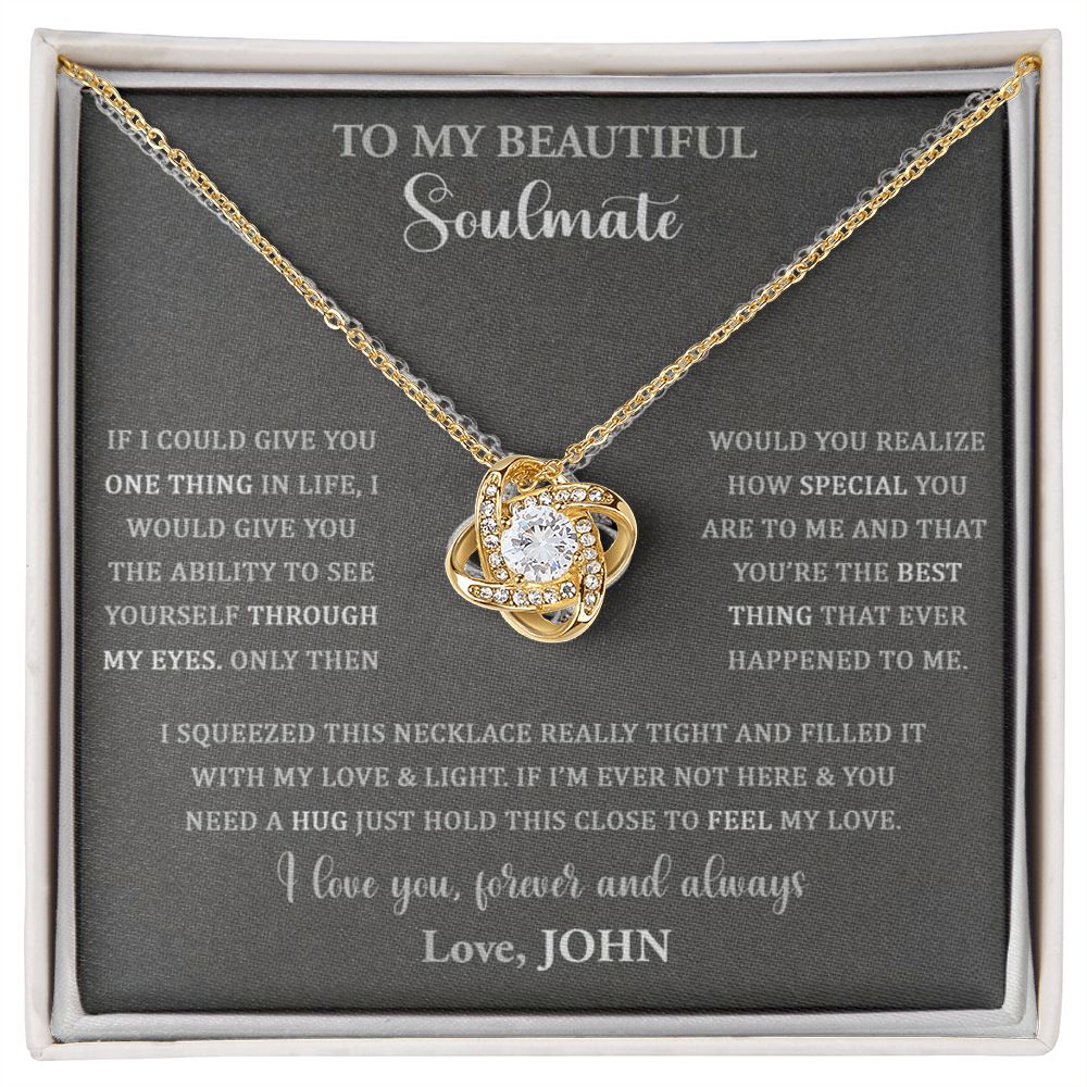 To My Beautiful Soulmate Love Knot Necklace Gift Pendant For Her Gif StylishGears