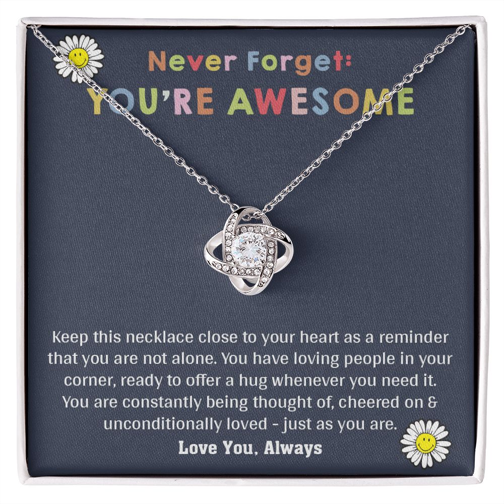 Love Knot Necklace WITH MESSAGE CARD, birthday gift for her, Gift for all occasion, christmas, friendship day, etc.
