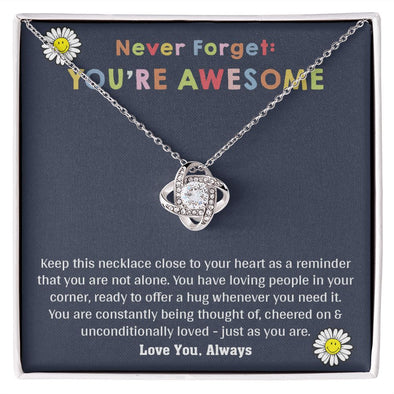 Love Knot Necklace WITH MESSAGE CARD, birthday gift for her, Gift for all occasion, christmas, friendship day, etc.