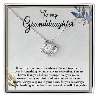 TO MY GRANDDAUGHTER, LOVE KNOT NECKLACE WITH MESSAGE CARD FOR GRANDDAUGHTER, BIRTHDAY GIFT FOR HER, FROM GRANDMA/GRANDPA