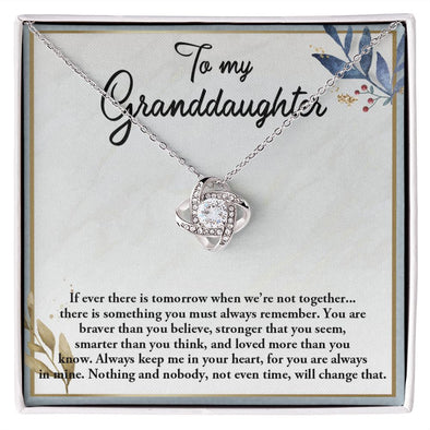 TO MY GRANDDAUGHTER, LOVE KNOT NECKLACE WITH MESSAGE CARD FOR GRANDDAUGHTER, BIRTHDAY GIFT FOR HER, FROM GRANDMA/GRANDPA