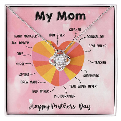 LOVE KNOT NECKLACE WITH MESSAGE CARD FOR MOM, MOTHER DAY GIFT, BIRTHDAY GIFT, FORM DAUGHTER/SON