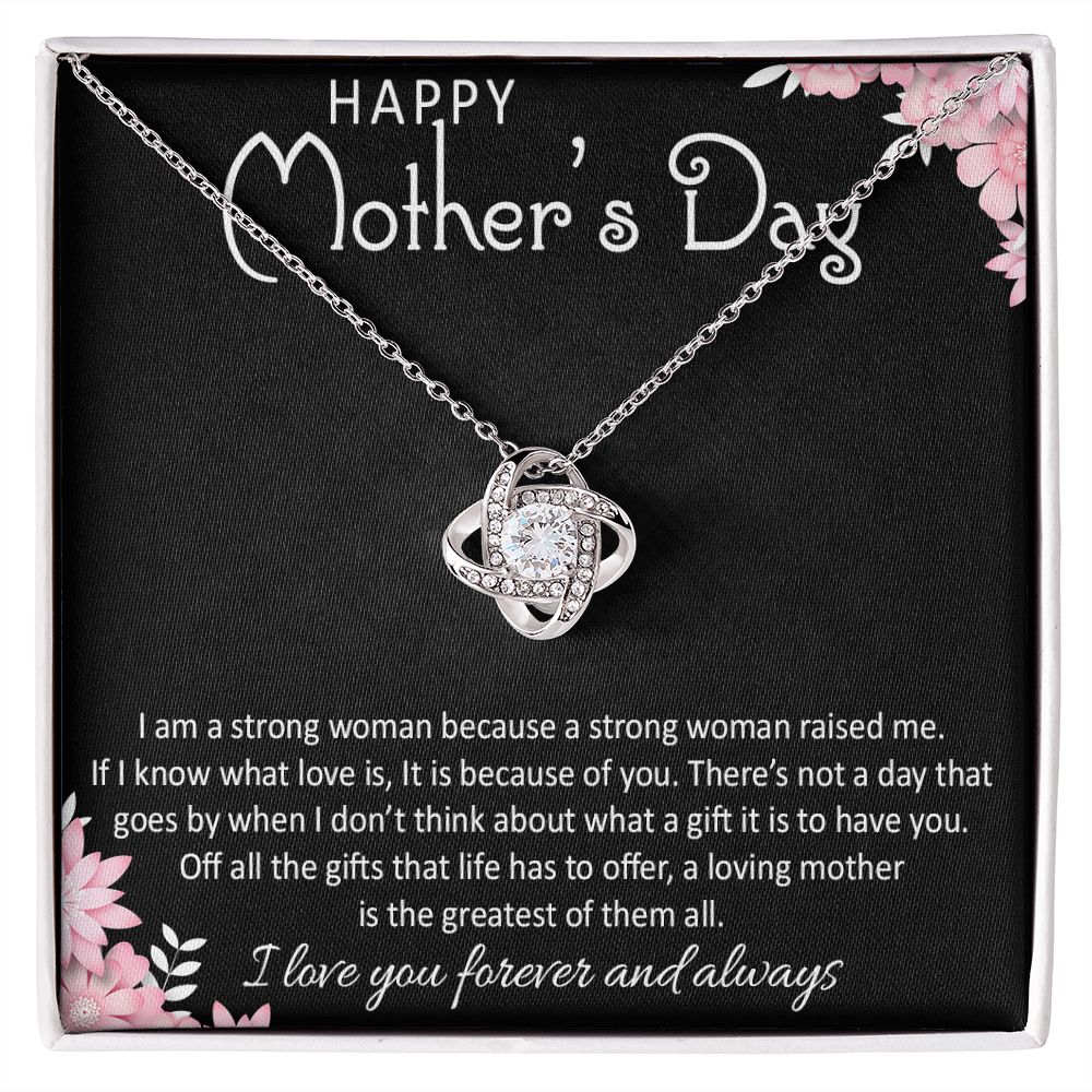 I LOVE YOU FOREVER AND ALWAYS, HAPPY MOTHER'S DAY, LOVE KNOT NECKLACE FOR MOM, NECKLACE WITH MESSAGE CARD, MOTHER'S DAY GIFT FOR HER