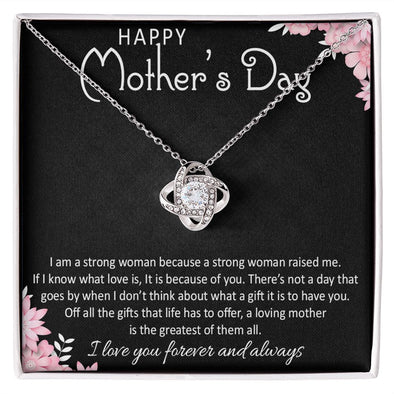 I LOVE YOU FOREVER AND ALWAYS, HAPPY MOTHER'S DAY, LOVE KNOT NECKLACE FOR MOM, NECKLACE WITH MESSAGE CARD, MOTHER'S DAY GIFT FOR HER