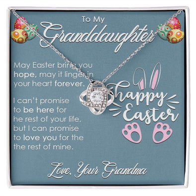 TO MY GRANDDAUGHTER, HAPPY EASTER, INTERLOCKING HEART NECKLACE WITH MESSAGE CARD, EASTER DAY GIFT FROM GRANDMOTHER