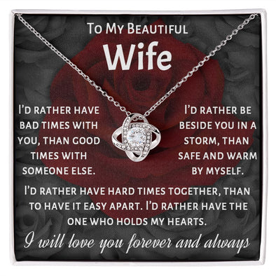 To My Beautiful Wife, I Will Love You Forever, Necklace For Wife With Message Card, Gift For Her