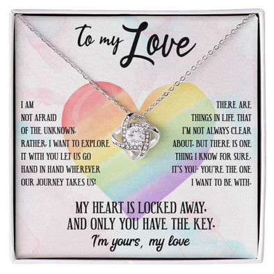TO MY LOVE, LOVE KNOT NECKLACE FOR SOULMATE, FOR YOUR LGBTQ PARTNER, WITH MESSAGE CARD, PRIDE NECKLACE,