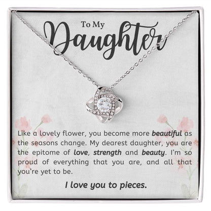 To My Daughter, I Love You, Love Knot Necklace With Message Card For Daughter, Birthday Gift For Her