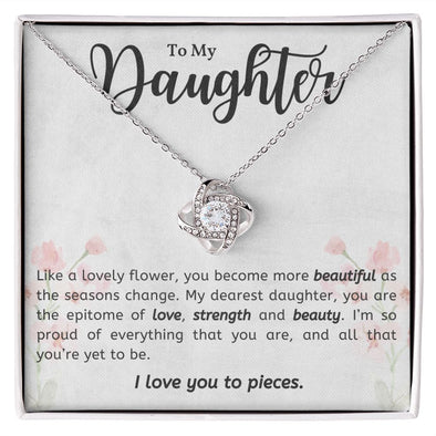To My Daughter, I Love You, Love Knot Necklace With Message Card For Daughter, Birthday Gift For Her